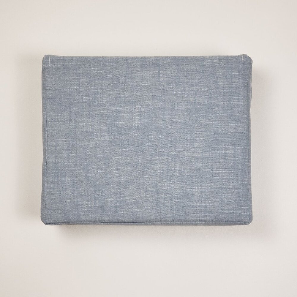 Ralph Lauren Workshirt Chambray King Flat Sheet Blue Luxury Bedding, 114"x108" - Picture 5 of 16